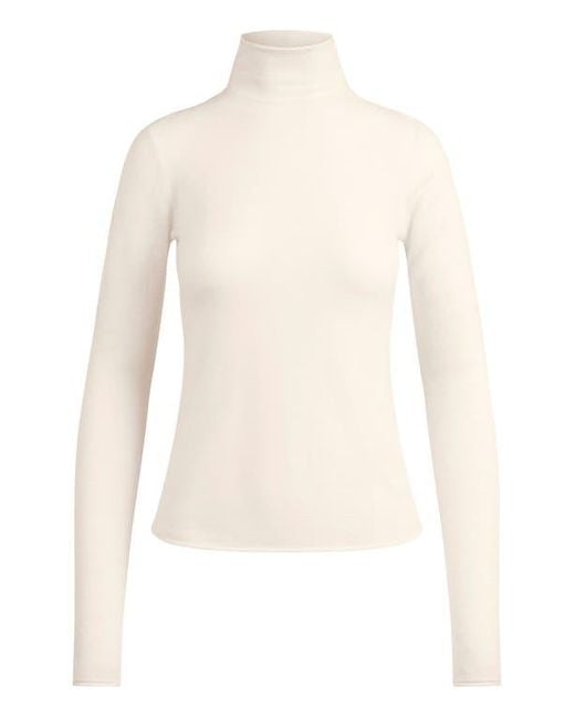 Skims Natural Featherweight Cashmere Long Sleeve Turtleneck Top