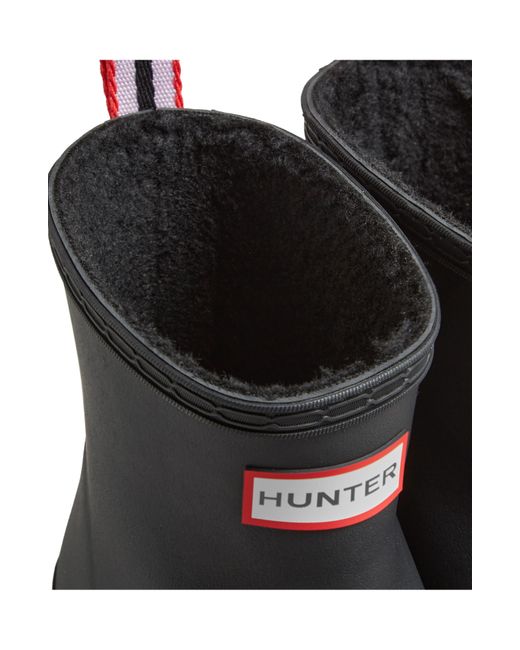 Hunter Black Play Short Faux Shearling Lined Waterproof Rain Boot