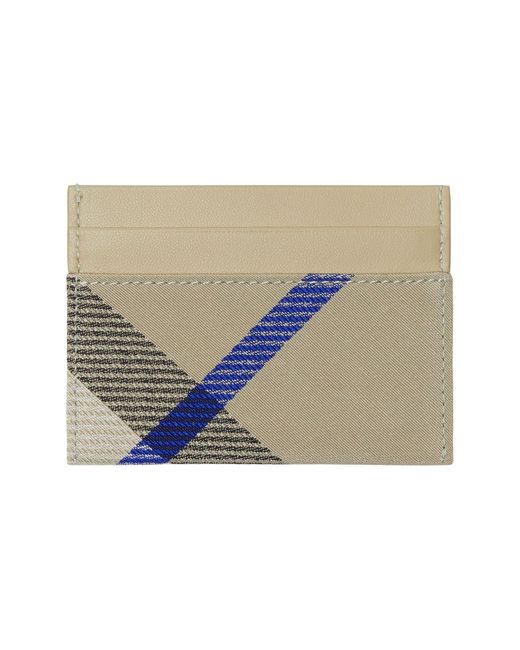 Burberry Gray Check Canvas & Leather Card Case