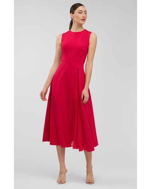 Kay Unger Red Elliot Chiffon Pleat Detail Cocktail Dress