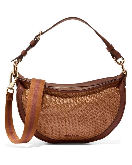 Cole Haan Elizabeth Raffia & Leather Crossbody Bag in Brown | Lyst