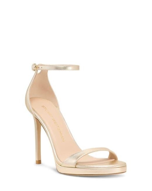 Stuart Weitzman White Nudist Platform Sandal