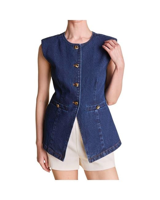 Endless Rose Blue Button Cutaway Vest