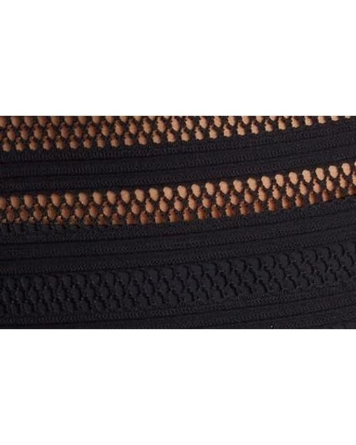 Ralph Lauren Black Mesh Stripe One-Piece Swimsuit