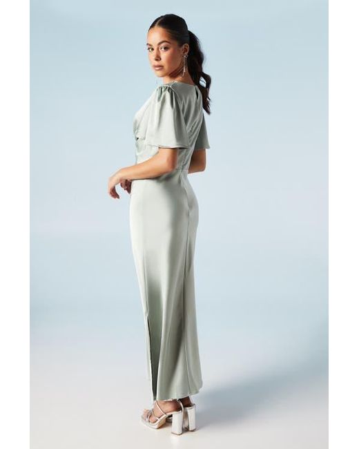 Oasis Blue Satin Midi Bridesmaids Dress