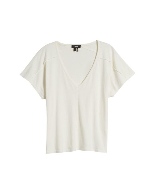 PAIGE White Yelena Cotton & Linen V-neck T-shirt