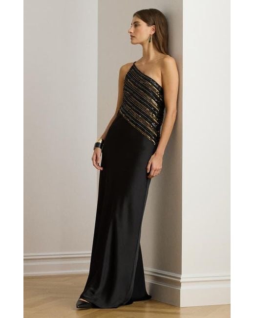 ralph lauren black and gold dress Dress Forum - Metallic Mock Neck Midi Slit Dress main image 0