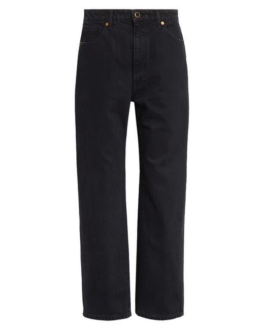 Khaite Blue Abigail High Waist Crop Straight Leg Jeans