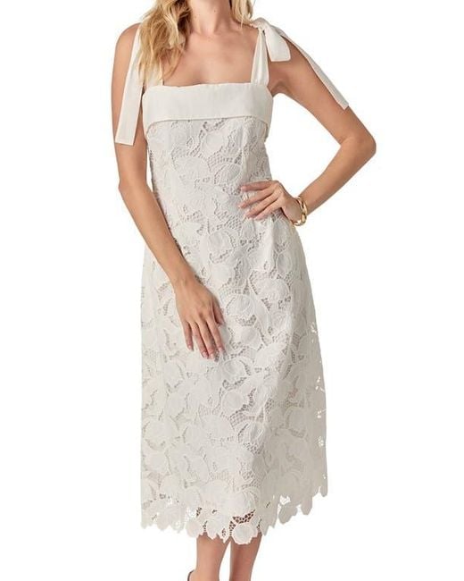 English Factory Tie Strap Lace Midi Dress in White | Lyst English Factory Tie Strap Lace Midi Dress in White | Lyst
