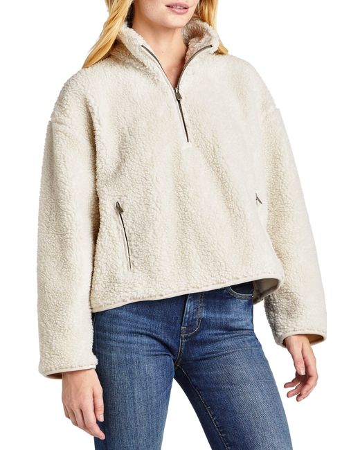 Splendid White Quarter Zip High Pile Fleece Pullover