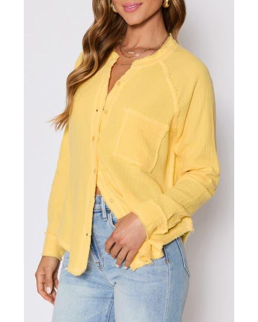 Vici Collection Blue Chill Cotton Gauze Button-Up Shirt