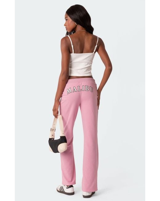 Edikted Pink Malibu Low Rise Flare Sweatpants