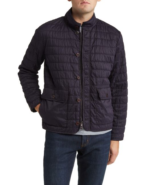 Peter Millar Blue Greenwich Garment Dyed Quilted Bomber Jacket for men