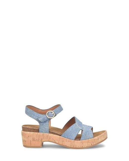 Söfft Blue Capri Ankle Strap Platform Sandal