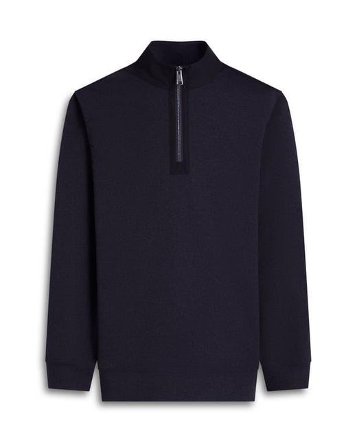 Bugatchi Blue Quarter Zip Pullover for men
