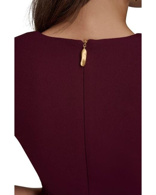 Donna Karan Red Center Ruched Crepe Sheath Dress