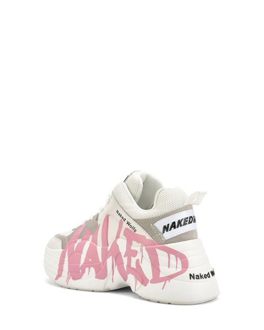 Naked Wolfe Pink Track Logo Chunky Platform Sneaker