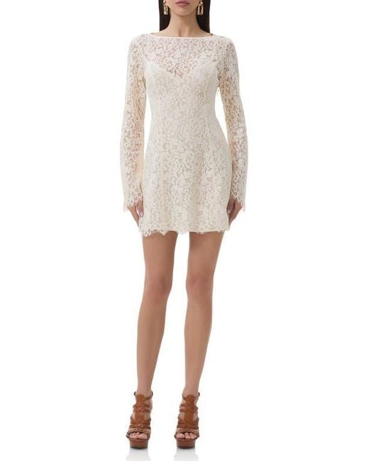 AFRM Natural Milana Long Sleeve Lace Minidress