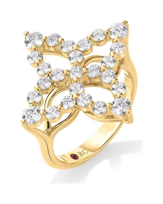 Roberto Coin Metallic Tapered Princess Flower Diamond Ring