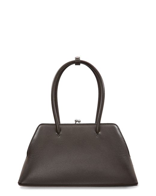 Mango Gray Faux Leather Frame Top Handle Bag
