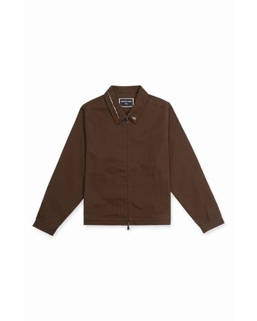 PAPER PLANES Brown Script Logo Cotton Canvas Jacket for men