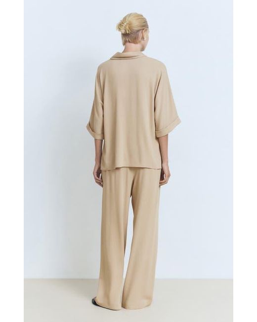 Mango Natural Pull On Wide Leg Pants