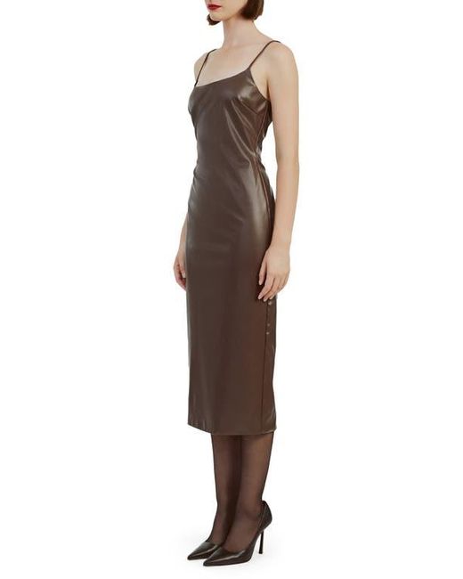 Bardot Brown Helena Faux Leather Midi Dress