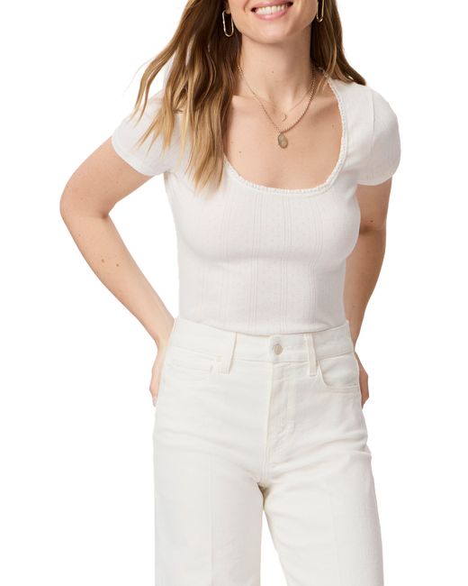 PAIGE White Mariana Pointelle Scoop Neck T-shirt