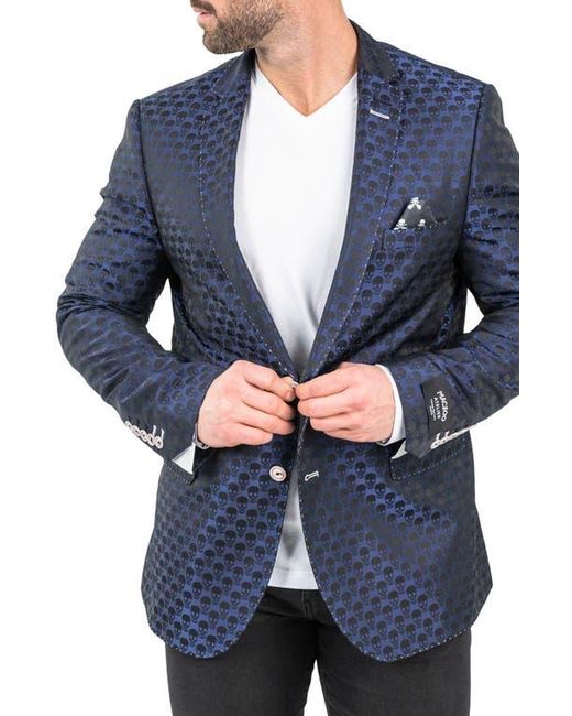 Maceoo Blue Socrate Skull Blazer for men