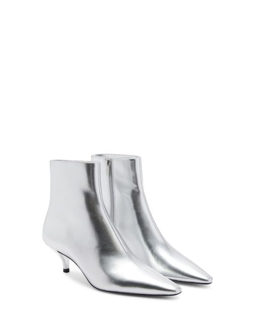Mango Gray Metallic Kitten Heel Bootie