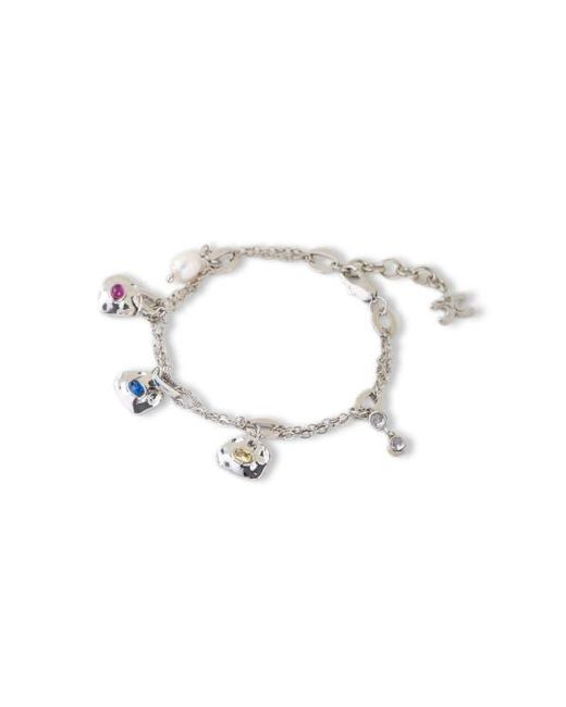 Classicharms Metallic Iris Colored Cubic Zirconia And Freshwater Pearl Charms Bracelet