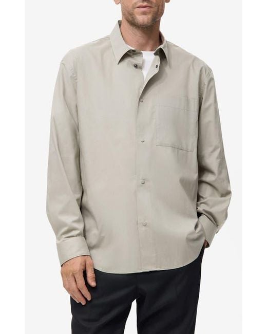 Mango Gray Relaxed Fit Solid Snap-Up Shirt for men