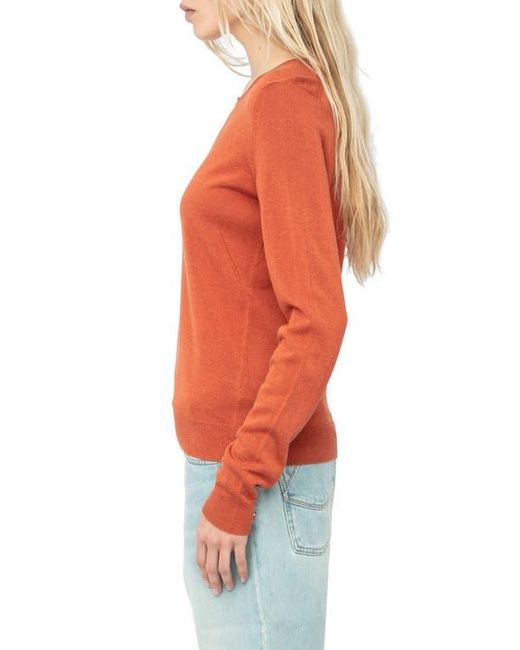 Zadig & Voltaire Red Sayan Crystal Detail Keyhole Neck Sweater