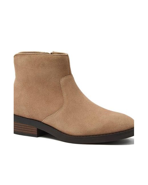 Lands' End Women's Brown Detailed Suede Zip Ankle Booties