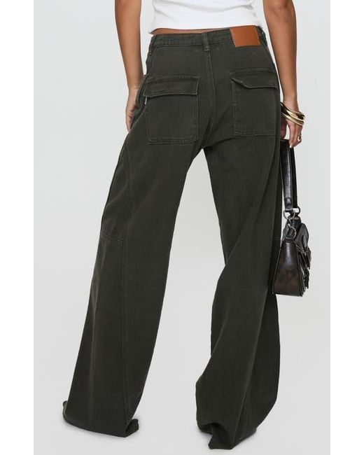 Princess Polly Black Bruiser Tie Waist Mid Rise Wide Leg Jeans