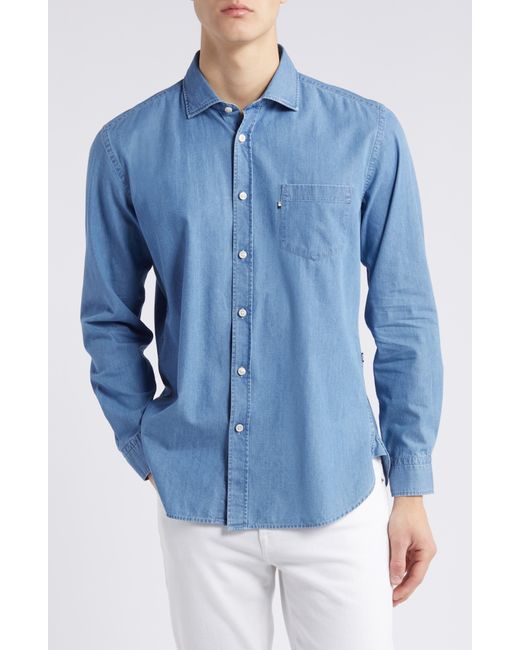 Boss Blue Rey Denim Button-up Shirt for men