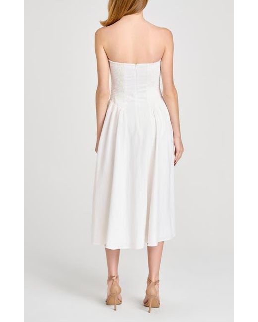 Wayf White Giulia Strapless Linen Blend Midi Sundress