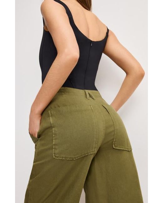 GOOD AMERICAN Women's Green Lite Cotton Blend Bermuda Shorts knee length shorts