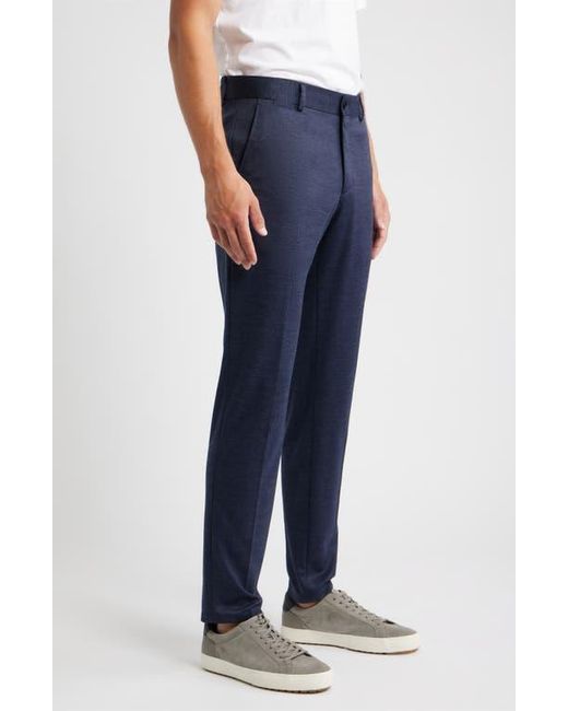 Bugatchi Blue Flat Front Knit Wool Blend Chinos for men