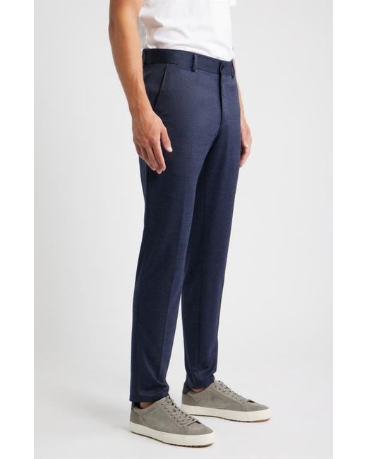 Bugatchi Blue Flat Front Knit Wool Blend Chinos for men