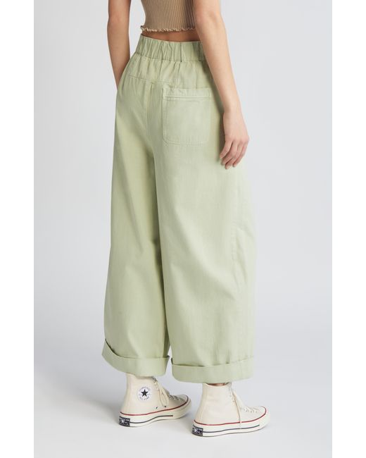 Free People White After Love Roll Cuff Wide Leg Pants