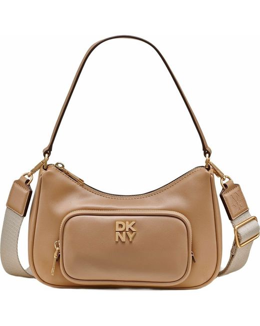 DKNY Brown Philo Top-Zip Shoulder Bag