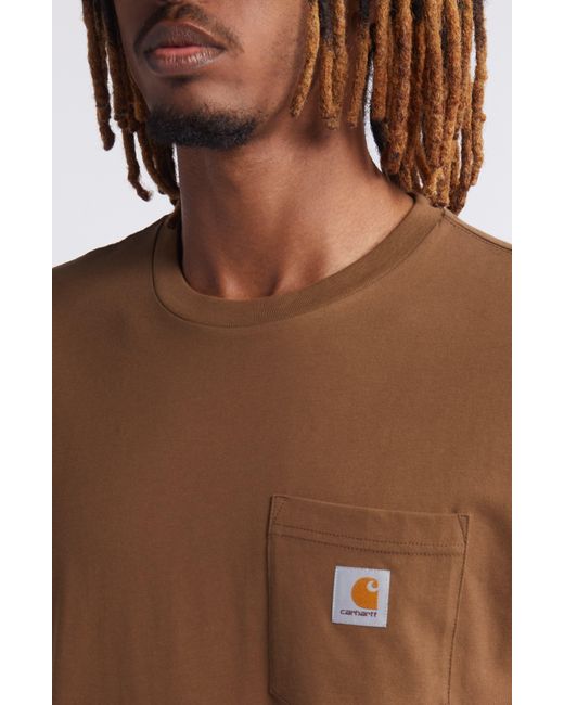 Carhartt Brown Logo Pocket T-shirt for men