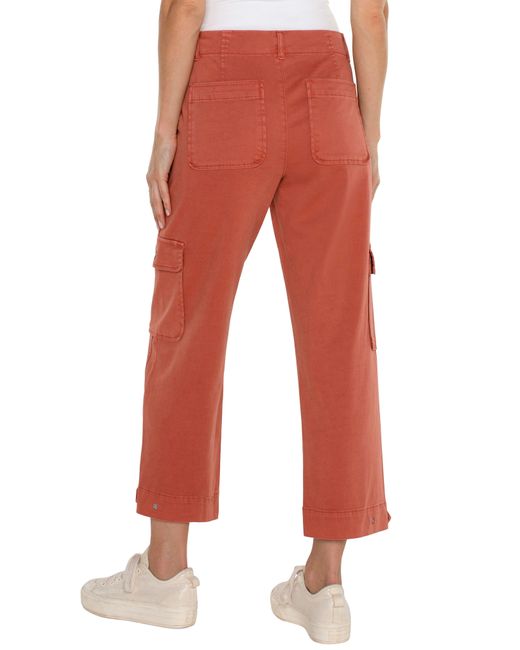 Liverpool Los Angeles Red Utility Stretch Twill Crop Cargo Pants
