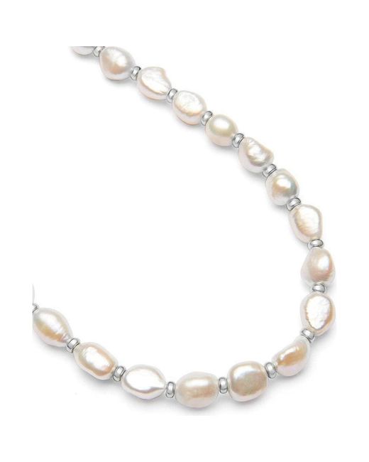 Nialaya Metallic Baroque Pearl Necklace for men