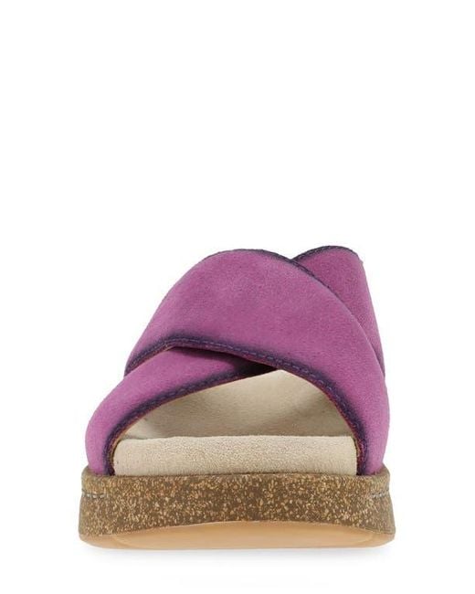 Dansko Purple Bridget Platform Wedge Slide Sandal
