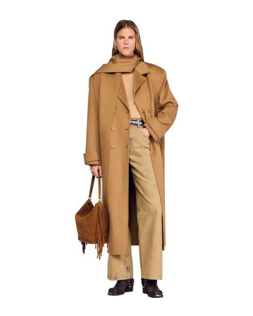 Sandro Natural Oversized Wool Coat