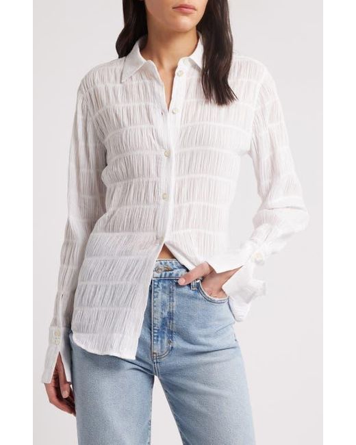 FRAME White The Smocked Button-Up Shirt