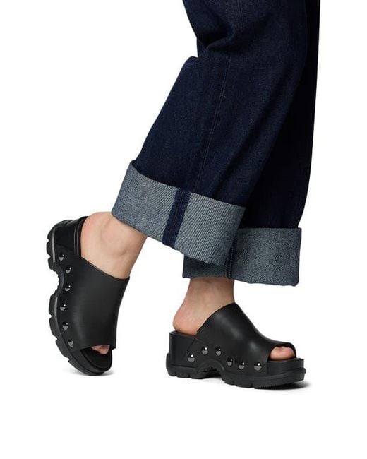 Sorel Black Roam'N Slide Platform Sandal