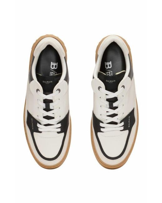 Balmain Gray B-Court Flip Leather Trainers for men